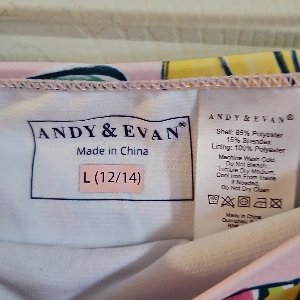 Andy & Evan Girls' Two-Piece Swimsuit: FRUIT PRINT: NEW WITH TAGS:SIZE L (12/14)